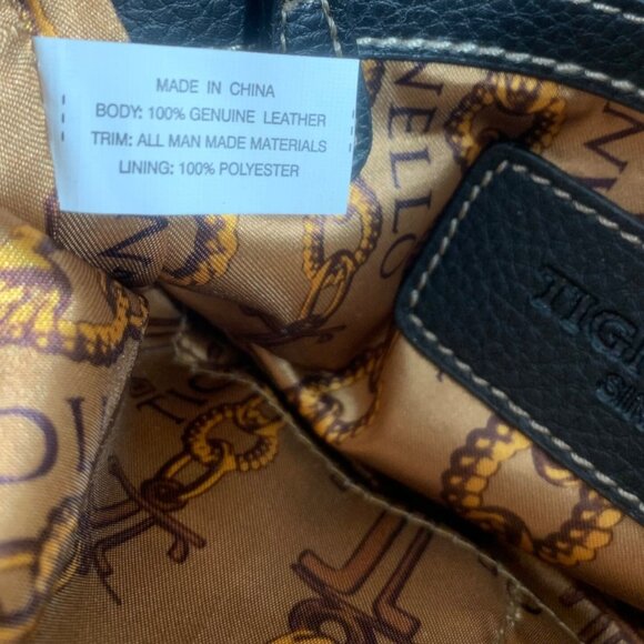 Tignanello Black Leather Travel Crossbody Bag Adj Strap - 3 Compartments EUC - Picture 13 of 16